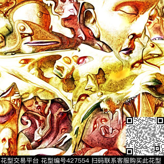 抽象复古个性头像数码印花华亿平台下载（图片编号: 427554） - 瓦栏（Walan）