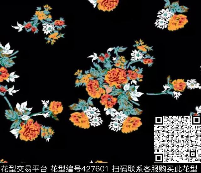 花卉时尚甜美数码印花华亿平台下载（图片编号: 427601） - 瓦栏（Walan）