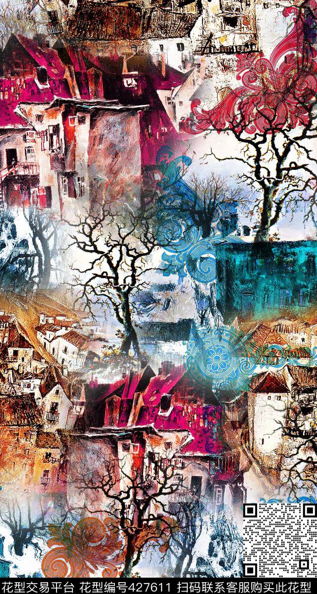 服装古树画稿数码印花华亿平台下载（图片编号: 427611） - 瓦栏（Walan）