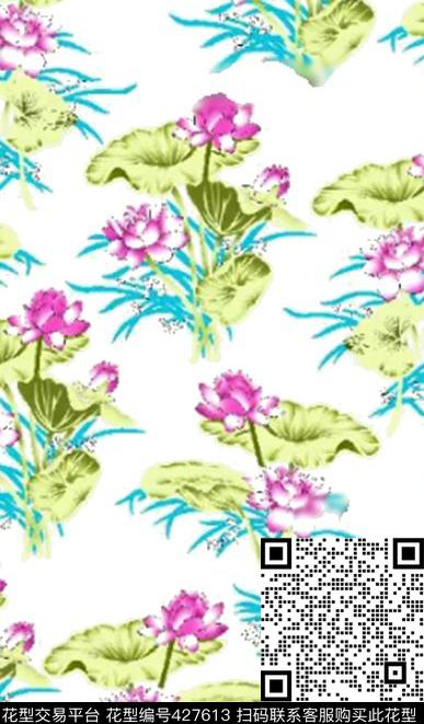 清新自然漂亮数码印花华亿平台下载（图片编号: 427613） - 瓦栏（Walan）
