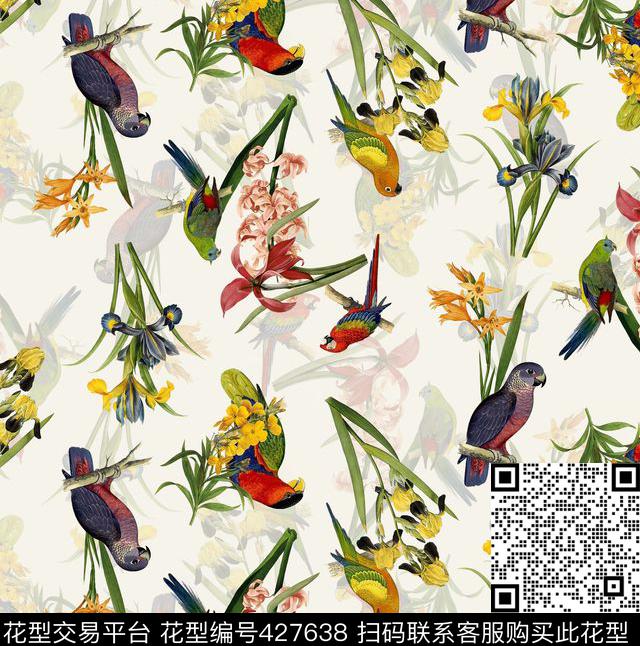 复古风花卉流行时尚数码印花华亿平台下载（图片编号: 427638） - 瓦栏（Walan）