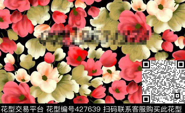 花朵漂亮清新数码印花华亿平台下载（图片编号: 427639） - 瓦栏（Walan）