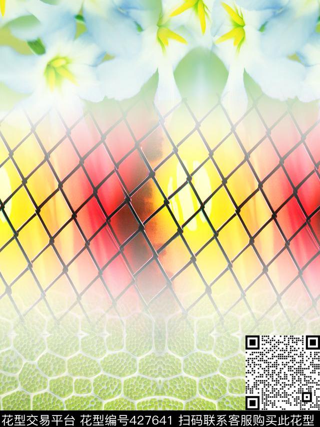 抽象花花几何数码印花华亿平台下载（图片编号: 427641） - 瓦栏（Walan）