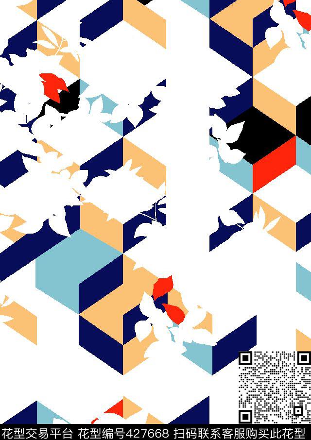 方块几何碎花传统印花华亿平台下载（图片编号: 427668） - 瓦栏（Walan）