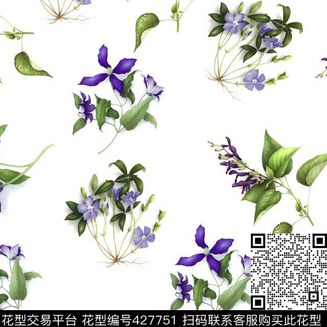 素雅写意花卉花卉数码印花华亿平台下载（图片编号: 427751） - 瓦栏（Walan）
