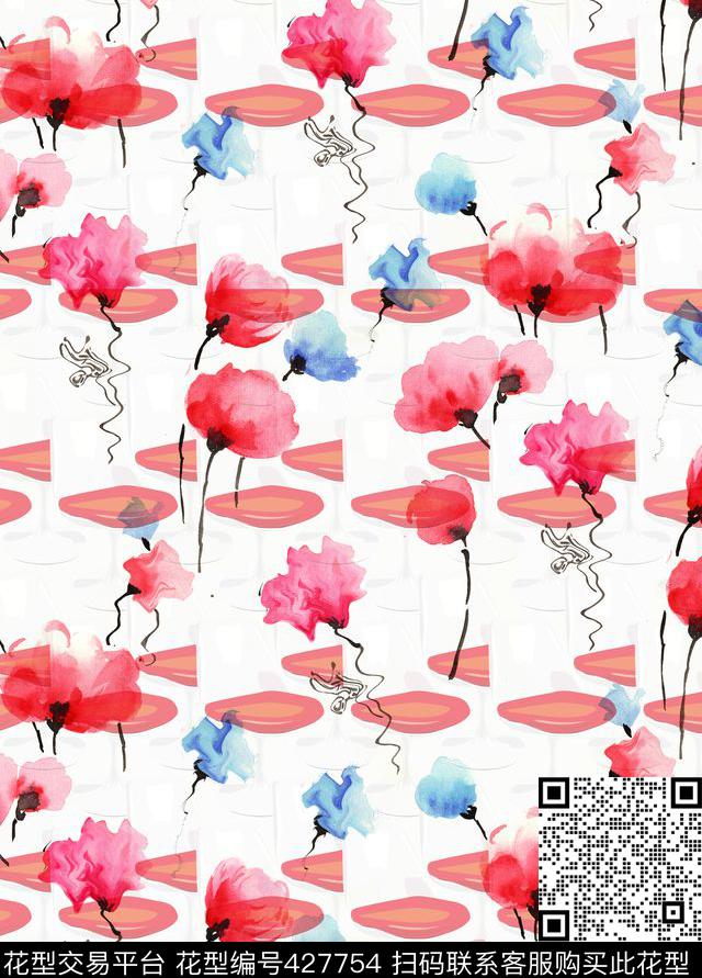 时尚简约手绘花卉椅子数码印花华亿平台下载（图片编号: 427754） - 瓦栏（Walan）