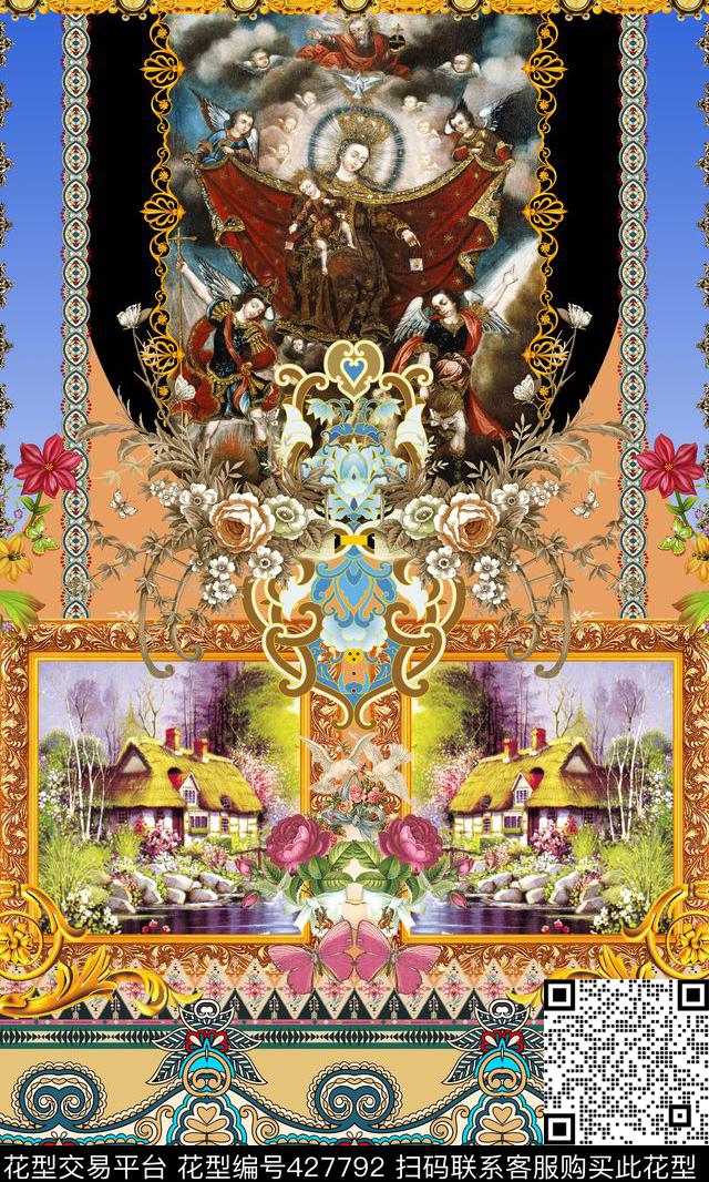 定位复古欧式数码印花华亿平台下载（图片编号: 427792） - 瓦栏（Walan）