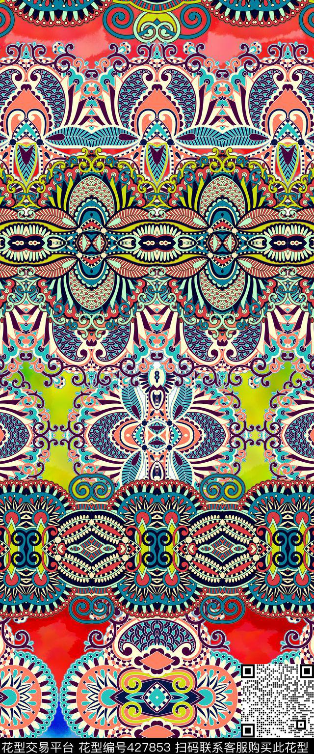 波西米亚风格民族风欧式花纹传统印花华亿平台下载（图片编号: 427853） - 瓦栏（Walan）