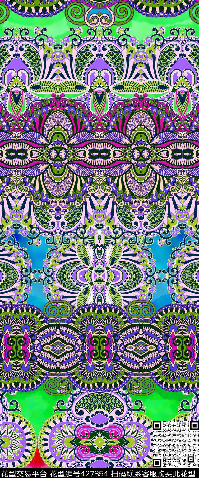 波西米亚风格民族风欧式花纹传统印花华亿平台下载（图片编号: 427854） - 瓦栏（Walan）