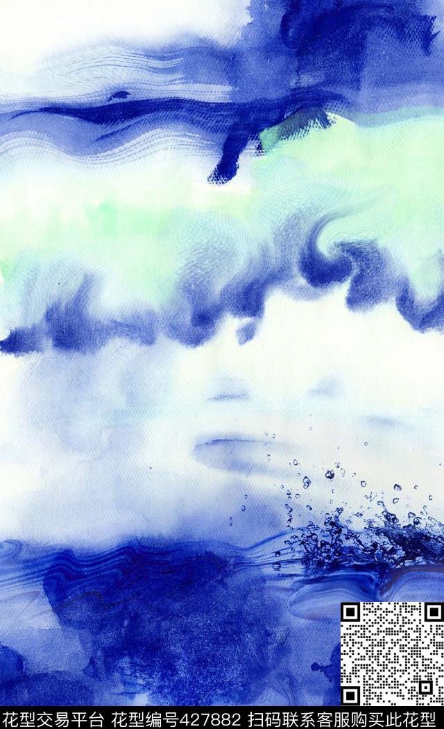 水墨画水珠中国风数码印花华亿平台下载（图片编号: 427882） - 瓦栏（Walan）