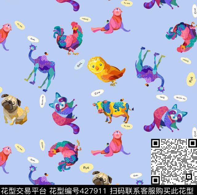 动物卡通可爱数码印花华亿平台下载（图片编号: 427911） - 瓦栏（Walan）