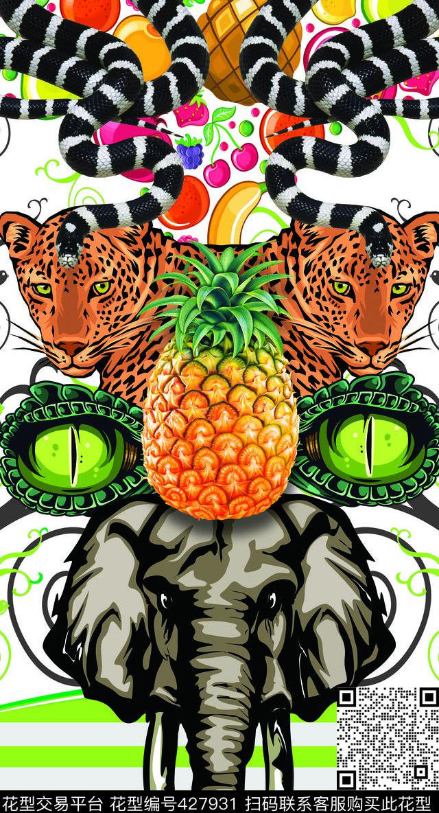 热带风情水果大象数码印花华亿平台下载（图片编号: 427931） - 瓦栏（Walan）
