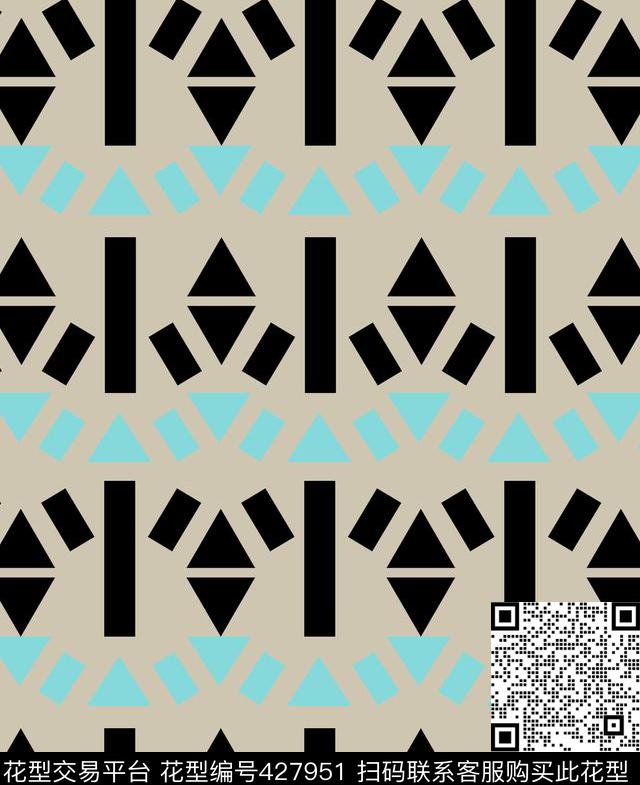 几何几何拼接时尚休闲数码印花华亿平台下载（图片编号: 427951） - 瓦栏（Walan）