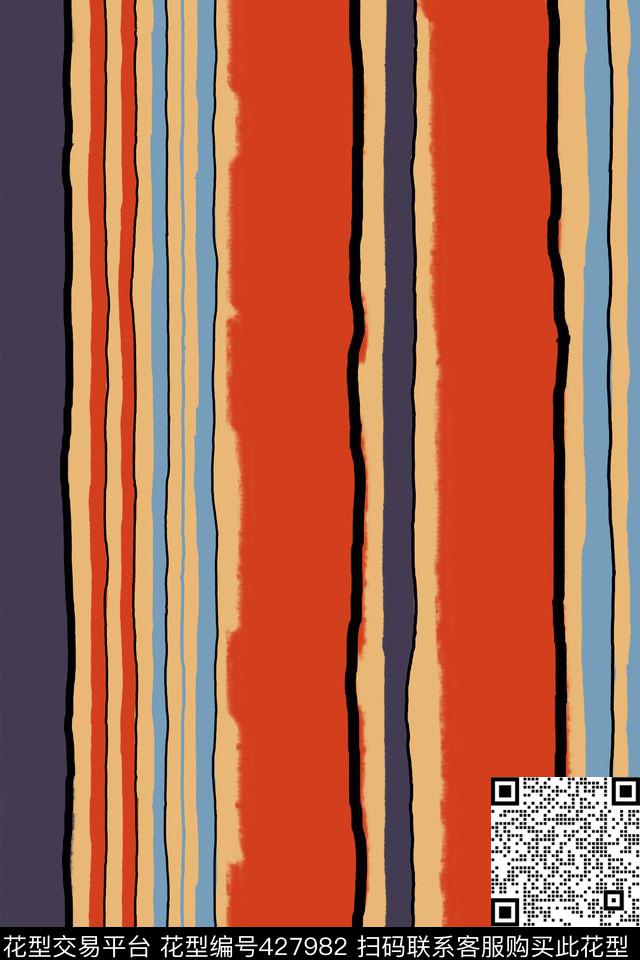 条纹手绘时尚传统印花华亿平台下载（图片编号: 427982） - 瓦栏（Walan）