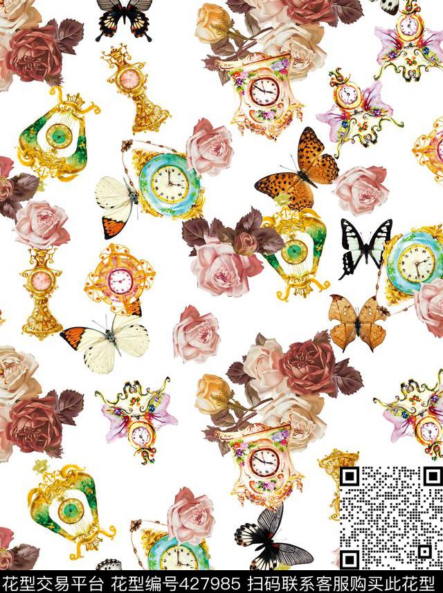 复古蝴蝶秋冬数码印花华亿平台下载（图片编号: 427985） - 瓦栏（Walan）