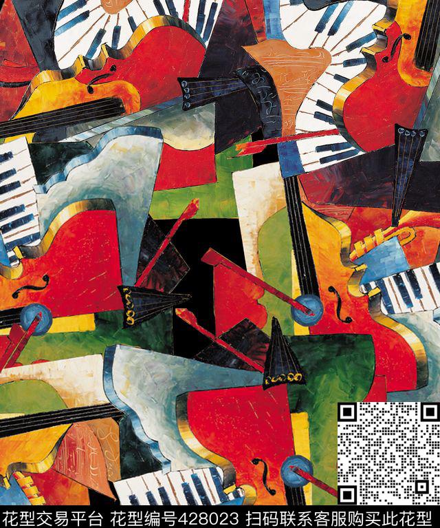 抽象几何拼接数码印花华亿平台下载（图片编号: 428023） - 瓦栏（Walan）