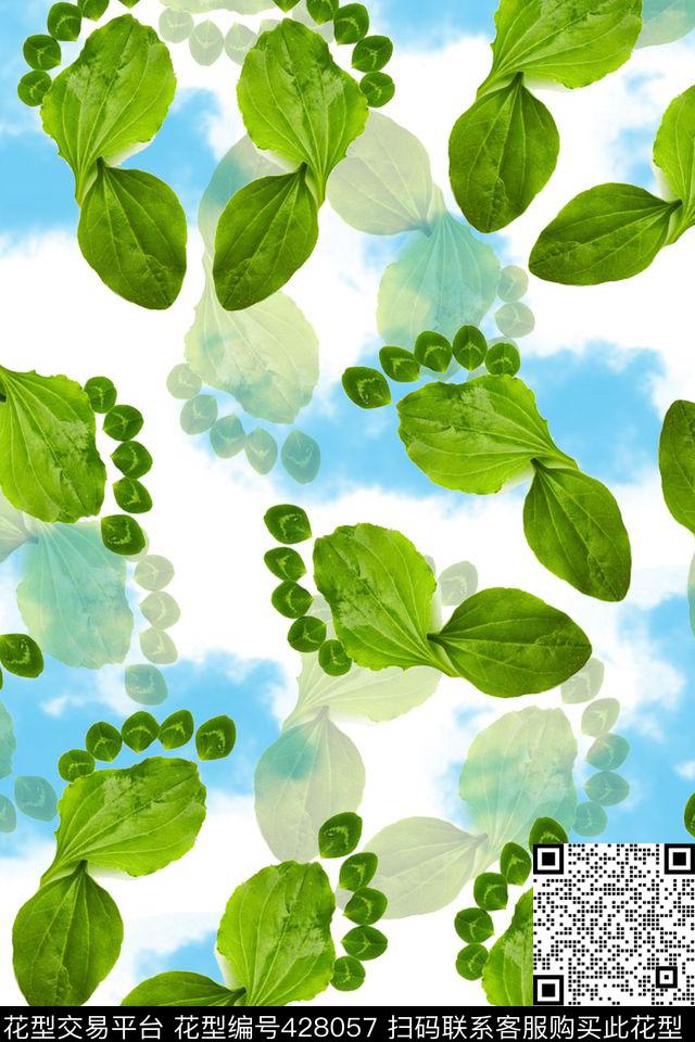 清凉叶子云传统印花华亿平台下载（图片编号: 428057） - 瓦栏（Walan）