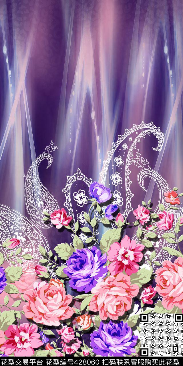 定位炫彩花卉数码印花华亿平台下载（图片编号: 428060） - 瓦栏（Walan）