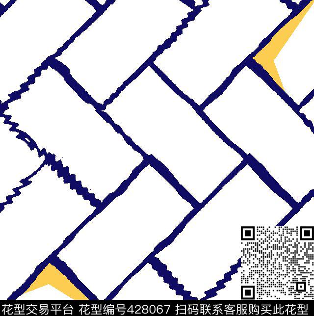 方形格子几何传统印花华亿平台下载（图片编号: 428067） - 瓦栏（Walan）