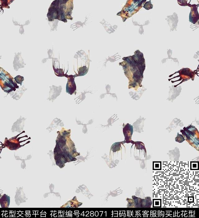 动物鹿衬衫华亿平台数码印花华亿平台下载（图片编号: 428071） - 瓦栏（Walan）