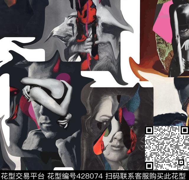 插画个性男装人物数码印花华亿平台下载（图片编号: 428074） - 瓦栏（Walan）