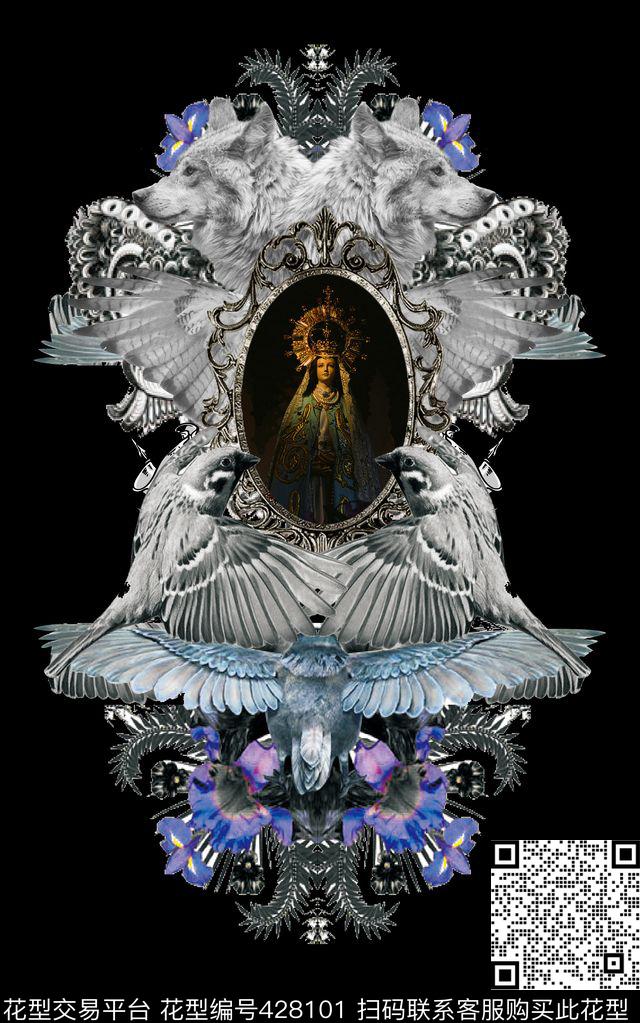 动物个性男装卫衣数码印花华亿平台下载（图片编号: 428101） - 瓦栏（Walan）