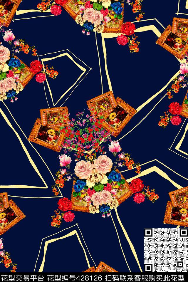 简约几何方巾数码印花华亿平台下载（图片编号: 428126） - 瓦栏（Walan）