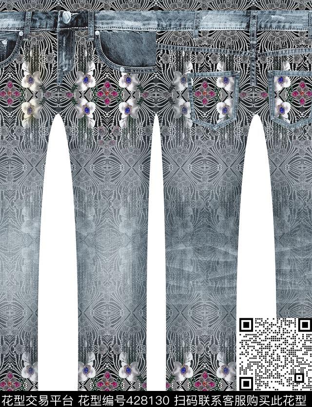 民族条文牛仔数码印花华亿平台下载（图片编号: 428130） - 瓦栏（Walan）