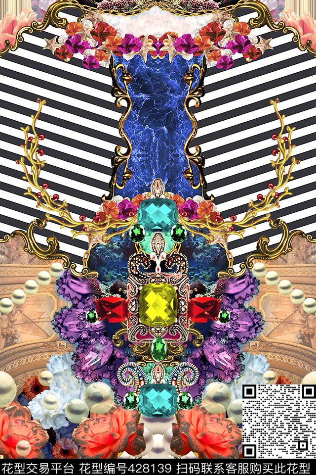 欧式宝石建筑数码印花华亿平台下载（图片编号: 428139） - 瓦栏（Walan）