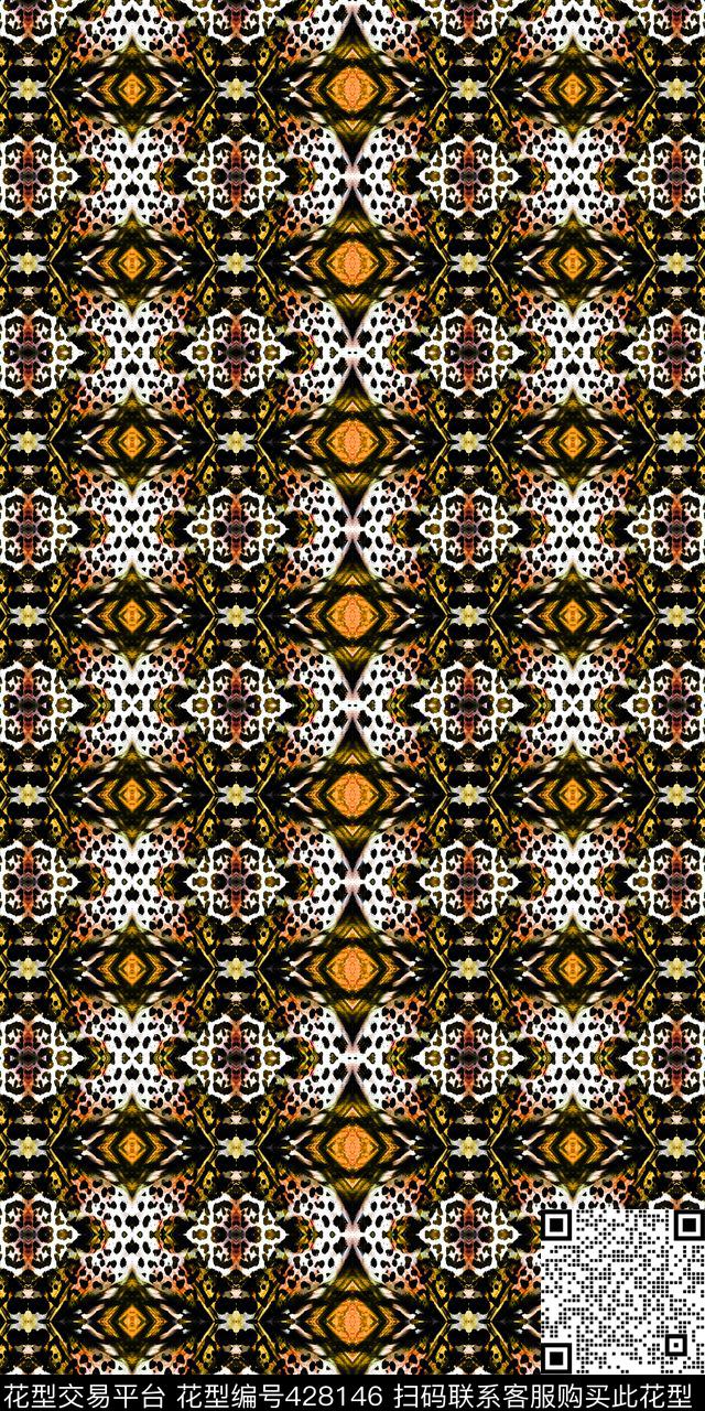 豹纹创意动物纹数码印花华亿平台下载（图片编号: 428146） - 瓦栏（Walan）