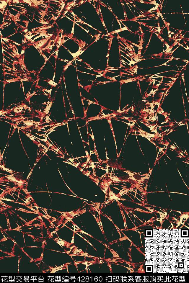 时尚细胞结构玻璃裂痕数码印花华亿平台下载（图片编号: 428160） - 瓦栏（Walan）