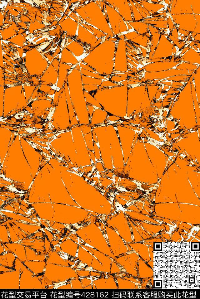时尚细胞结构玻璃裂痕数码印花华亿平台下载（图片编号: 428162） - 瓦栏（Walan）
