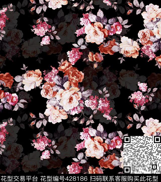 流行时尚大牌秋冬复古数码印花华亿平台下载（图片编号: 428186） - 瓦栏（Walan）