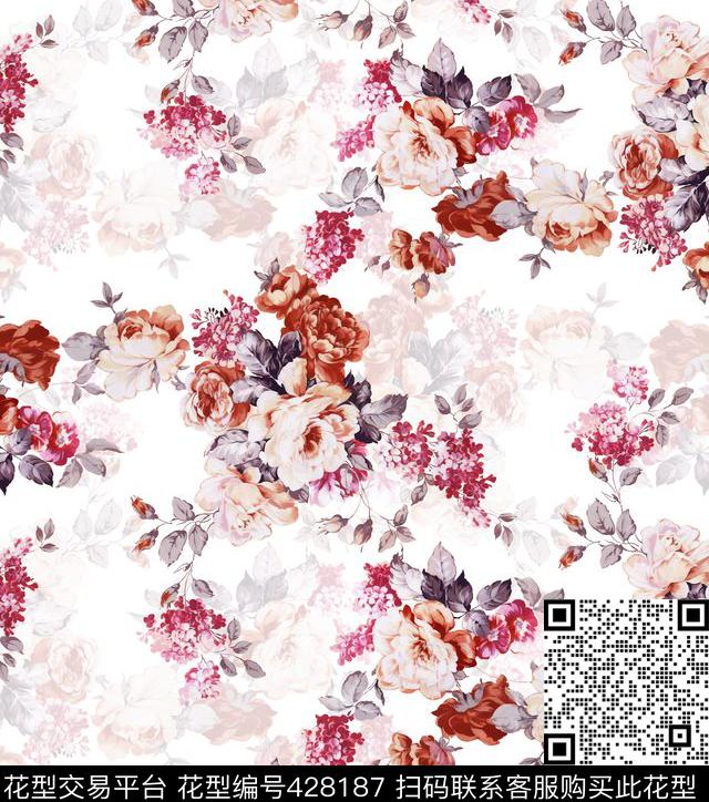 流行时尚大牌秋冬复古数码印花华亿平台下载（图片编号: 428187） - 瓦栏（Walan）