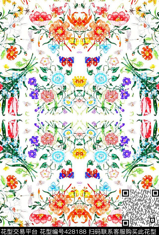 浪漫田园手绘植物数码印花华亿平台下载（图片编号: 428188） - 瓦栏（Walan）