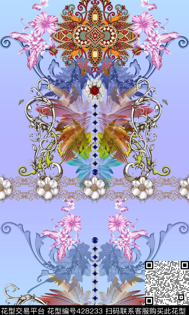 清新欧式定位数码印花华亿平台下载（图片编号: 428233） - 瓦栏（Walan）