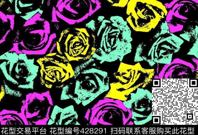 大花花朵乱花传统印花华亿平台下载（图片编号: 428291） - 瓦栏（Walan）