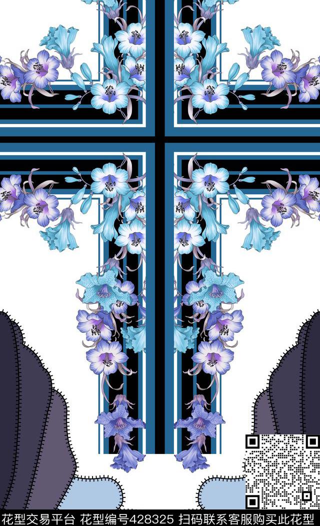 定位几何花瓣数码印花华亿平台下载（图片编号: 428325） - 瓦栏（Walan）