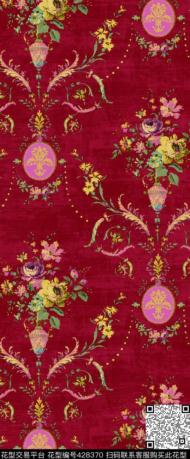 精美印花洛可可美式复古传统印花华亿平台下载（图片编号: 428370） - 瓦栏（Walan）