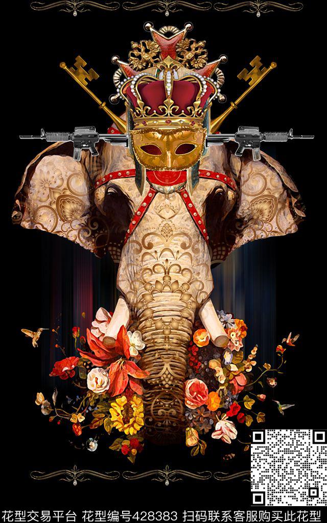 大象定位复古调数码印花华亿平台下载（图片编号: 428383） - 瓦栏（Walan）