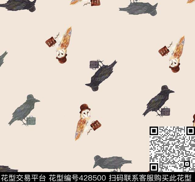 水彩鸟时尚传统印花华亿平台下载（图片编号: 428500） - 瓦栏（Walan）