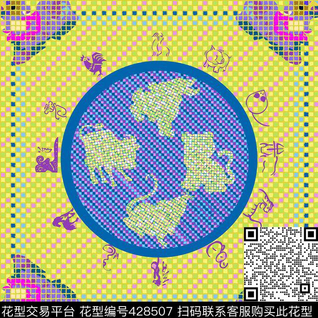 民族风生肖丝巾传统印花华亿平台下载（图片编号: 428507） - 瓦栏（Walan）