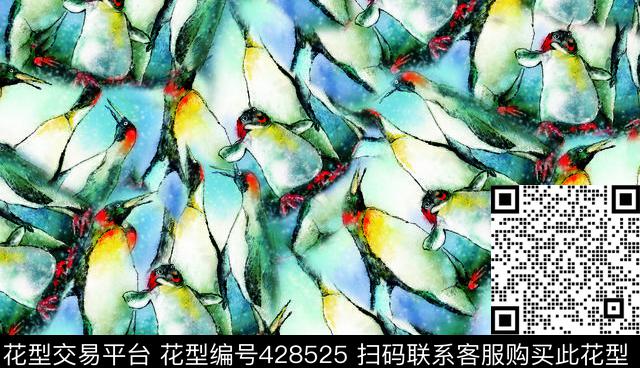 动物蓝灰数码印花华亿平台下载（图片编号: 428525） - 瓦栏（Walan）