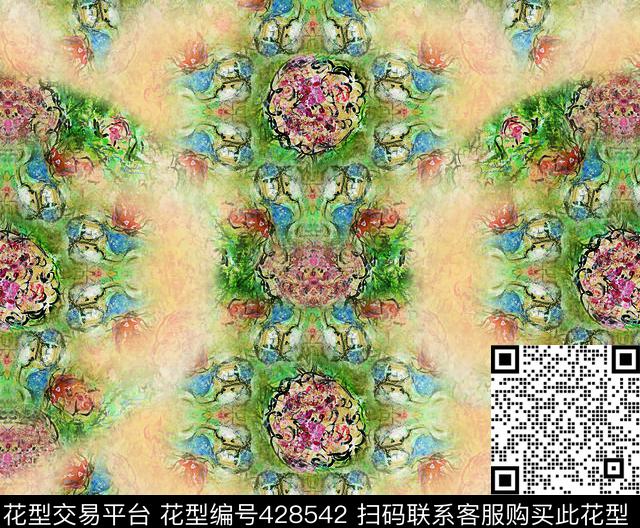 花卉组合黄花卉数码印花华亿平台下载（图片编号: 428542） - 瓦栏（Walan）