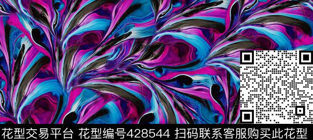 抽象紫蓝数码印花华亿平台下载（图片编号: 428544） - 瓦栏（Walan）