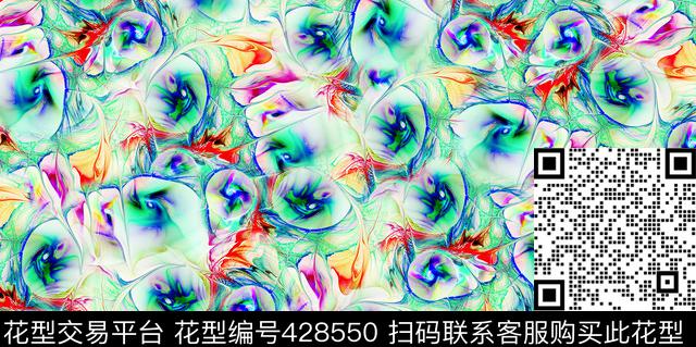 抽象组合蓝彩数码印花华亿平台下载（图片编号: 428550） - 瓦栏（Walan）