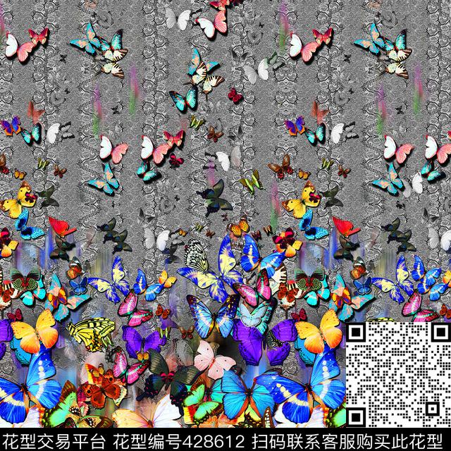 彩动物组合灰底数码印花华亿平台下载（图片编号: 428612） - 瓦栏（Walan）