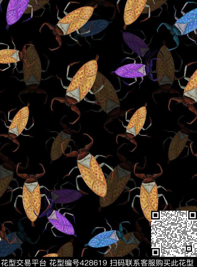 个性昆虫男装衬衫数码印花华亿平台下载（图片编号: 428619） - 瓦栏（Walan）