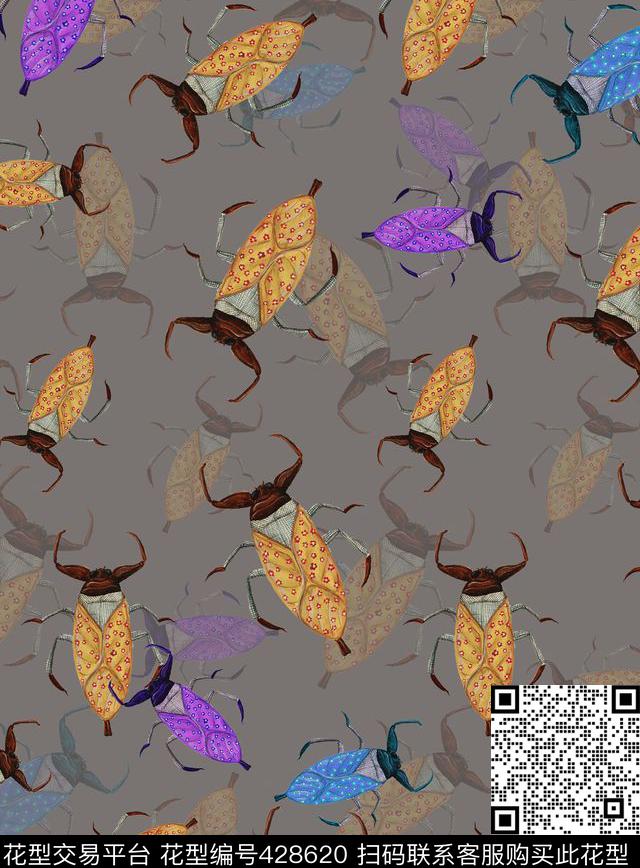个性昆虫男装衬衫数码印花华亿平台下载（图片编号: 428620） - 瓦栏（Walan）