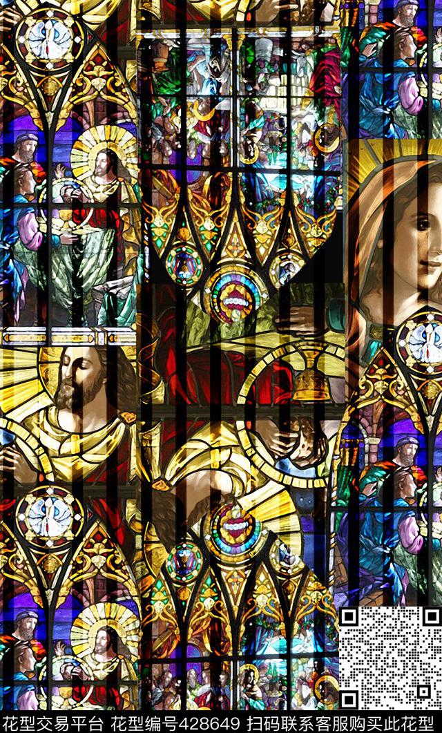 教堂欧州风神话人物数码印花华亿平台下载（图片编号: 428649） - 瓦栏（Walan）